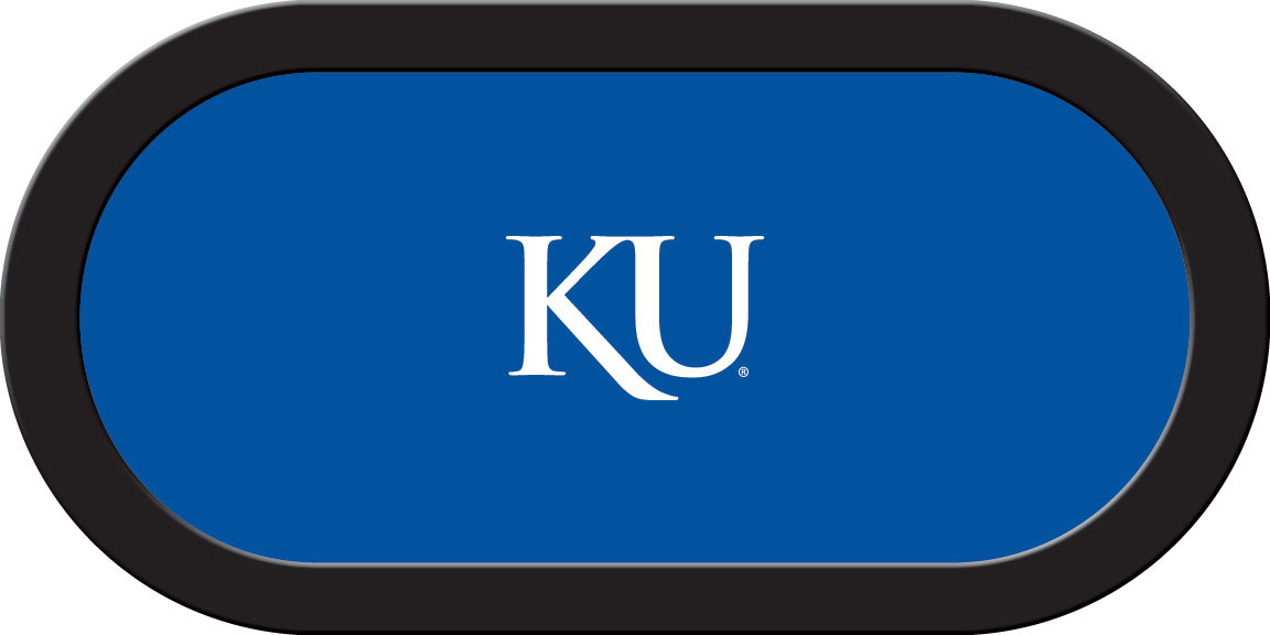 KANGTF231TH Kansas Texas Holdem Game Table Cloth with KU Logo, Blue