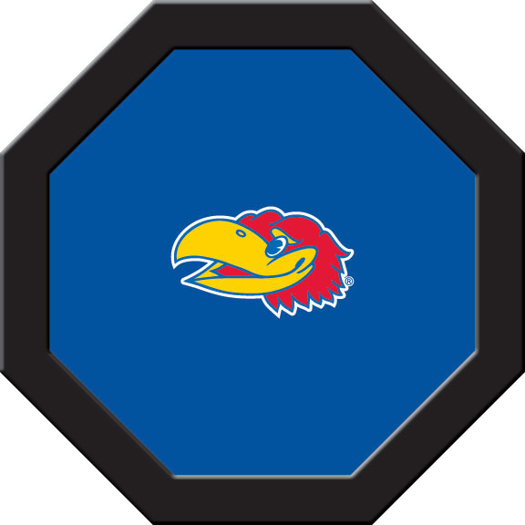 KANGTF301R Kansas Round Game Table Cloth with Jayhawk Head Logo, Blue