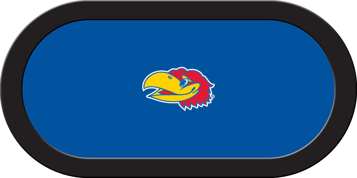 KANGTF301TH Kansas Texas Holdem Game Table Cloth with Jayhawk Head Logo, Blue