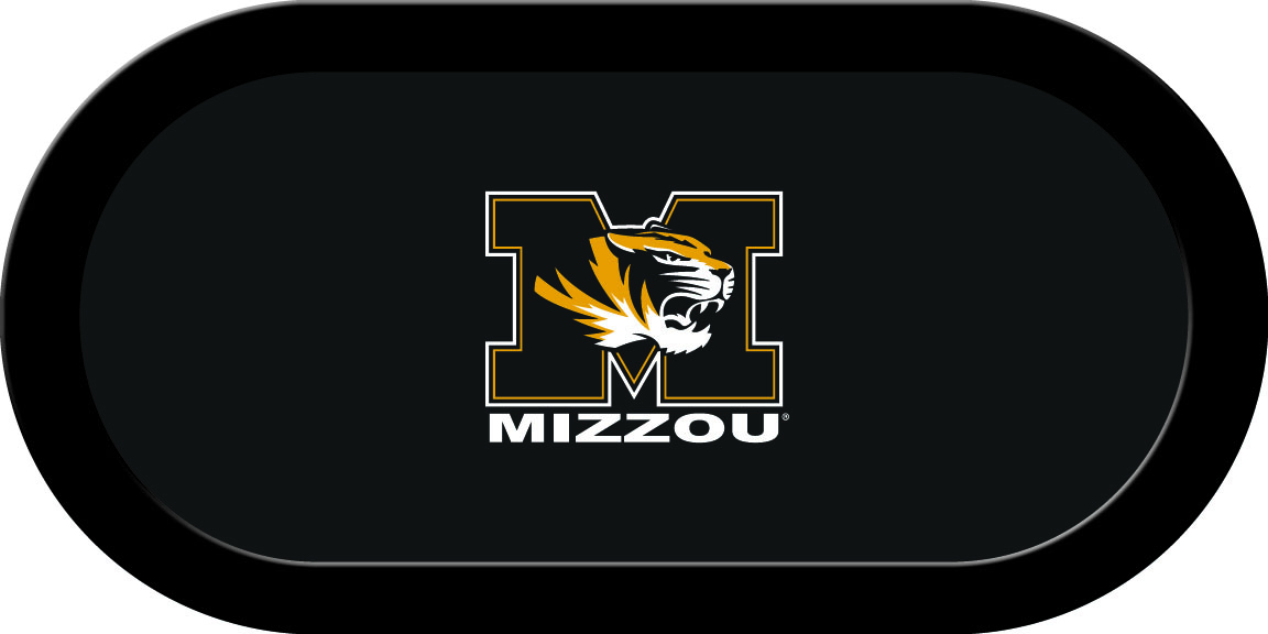 MIZGTF134TH Missouri Texas Holdem Game Table Cloth with Block M Mizzou on Black