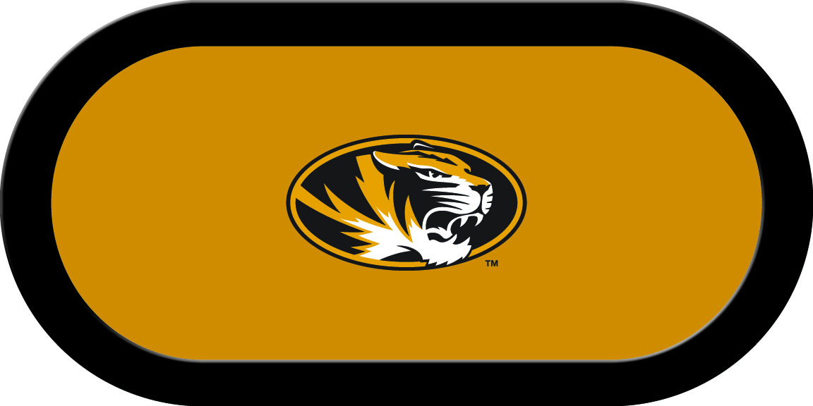 MIZGTF201TH Missouri Texas Holdem Game Table Cloth with Circle Tiger on Gold Logo