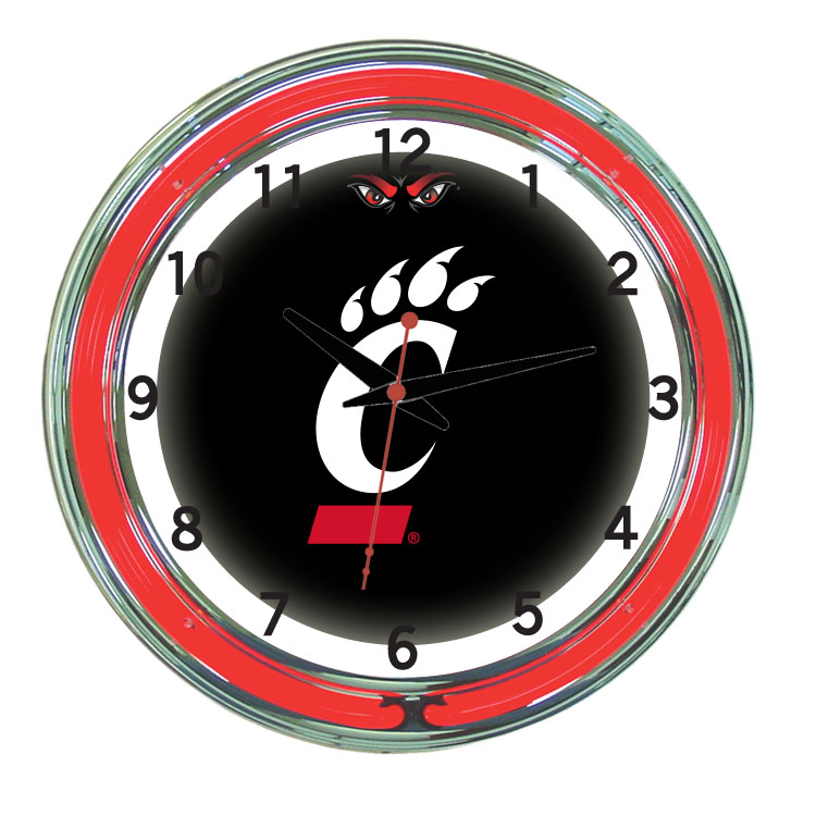 CINNWC100-18 Cincinnati 18 in. Neon Wall Clock, Black Face & Red Neon