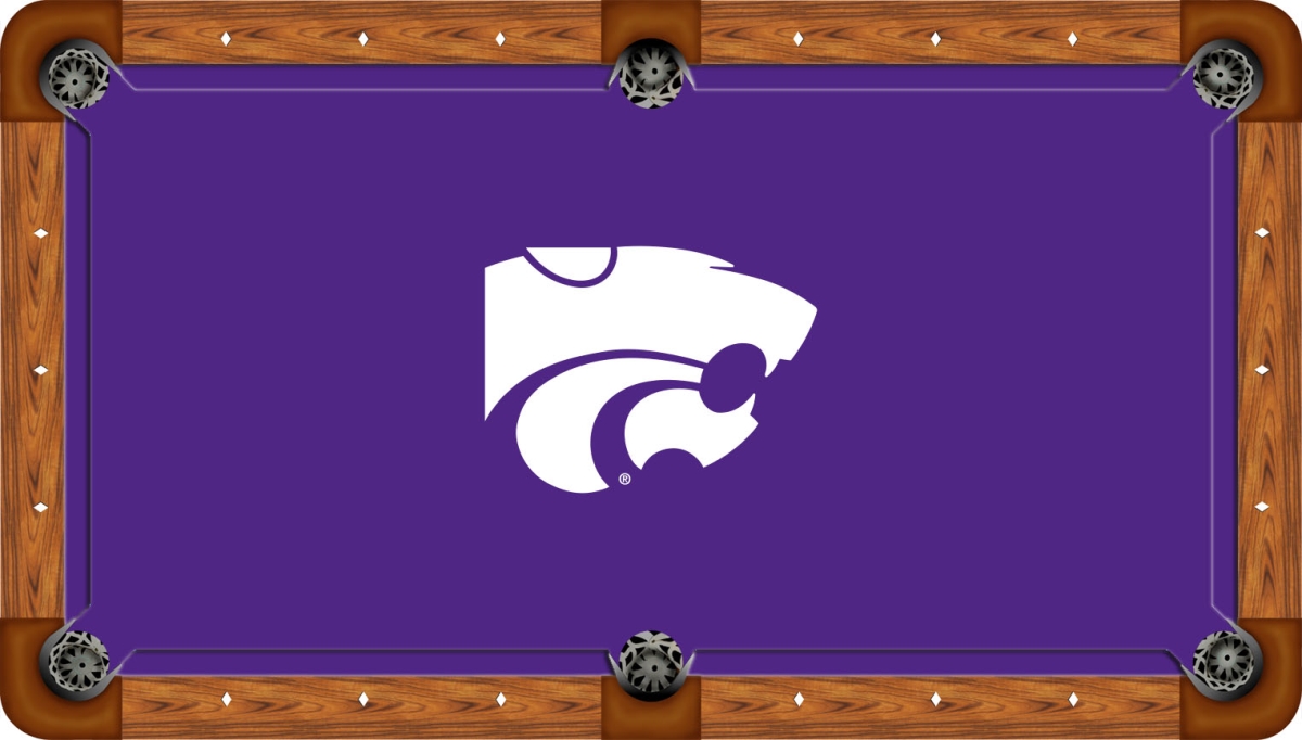 KSUBTF131-8R Kansas State 8 ft. Recreational Billiard Table Felt with White Wildcat on Purple