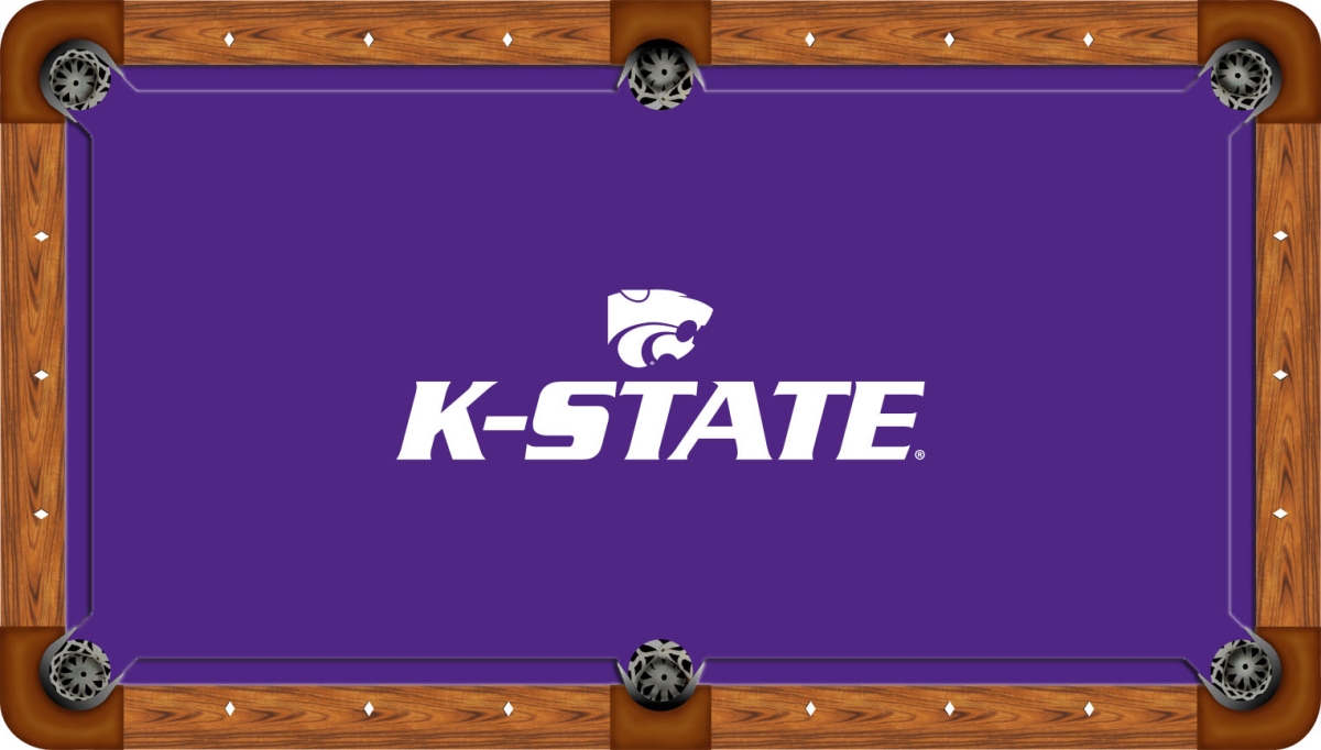 KSUBTF331-9R Kansas State 9 ft. Recreational Billiard Table Felt with White K-State on Purple