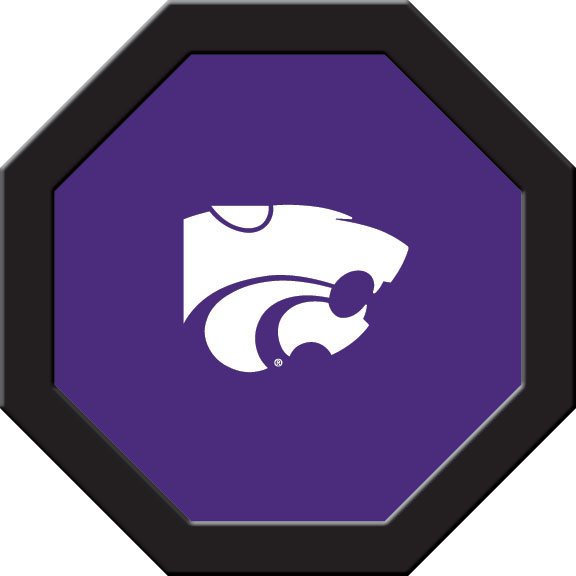KSUGTF131R Kansas State Round Game Table Cloth with White Wildcat on Purple