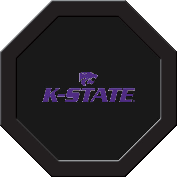 KSUGTF314R Kansas State Round Game Table Cloth with Purple K-State on Black Logo