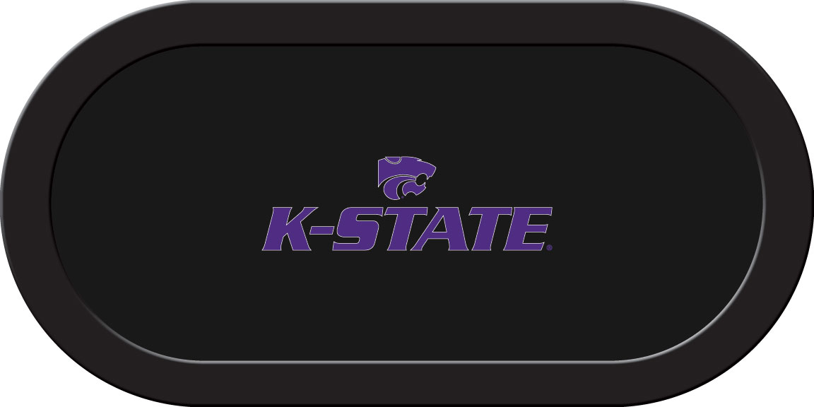 KSUGTF314TH Kansas State Texas Holdem Game Table Cloth with Purple K-State on Black Logo