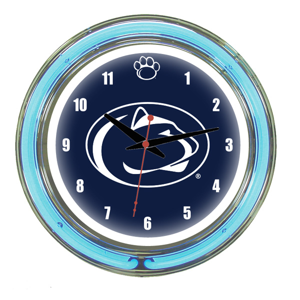 PSUNWC100-14 Penn State 14 in. Neon Wall Clock, Navy Face & Blue Neon