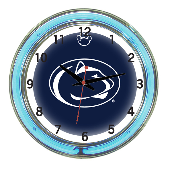 PSUNWC100-18 Penn State 18 in. Neon Wall Clock, Navy Face & Blue Neon
