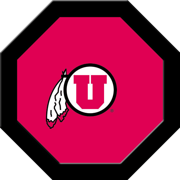 UTAGTF101R Utah Round Game Table Cloth-Block U with Feather Logo, Red