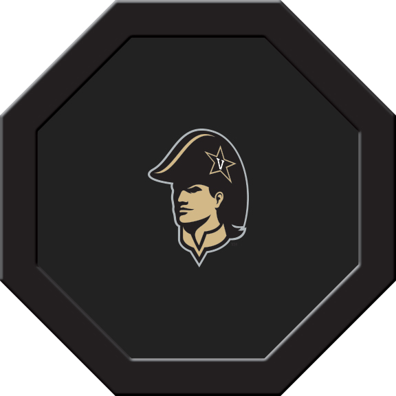 VANGTF204R Vanderbilt Round Game Table Cloth, Mascot Head On Black