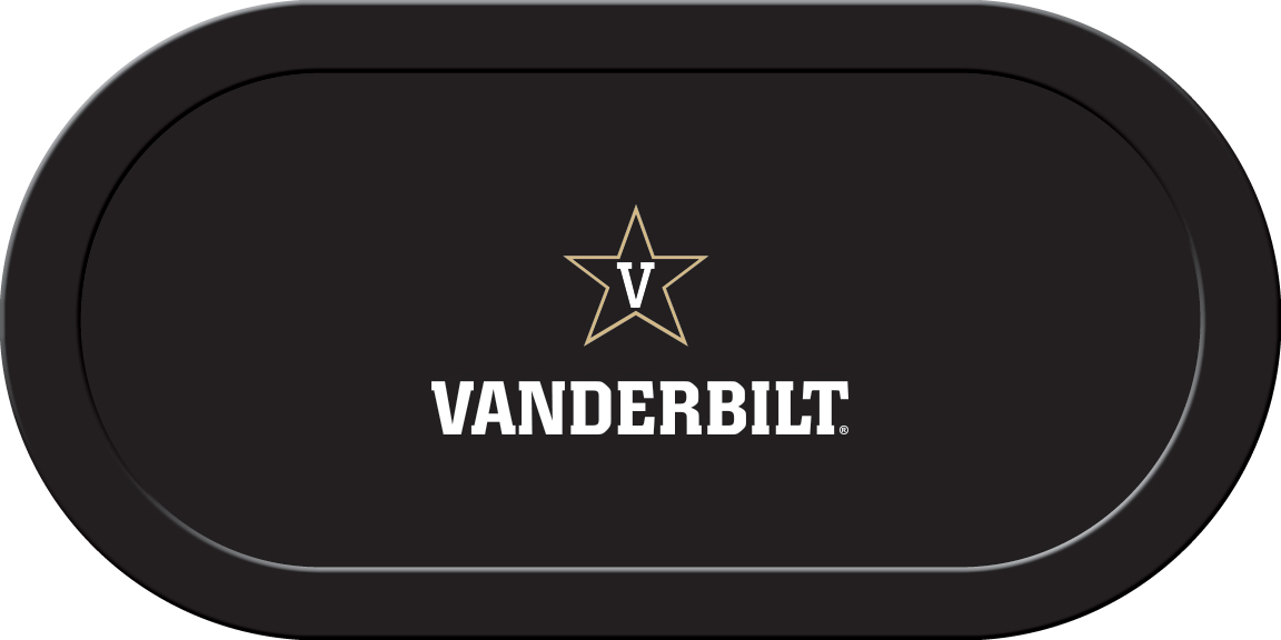 VANGTF304TH Vanderbilt Texas Holdem Game Table Cloth, Star V with Vanderbilt On Black