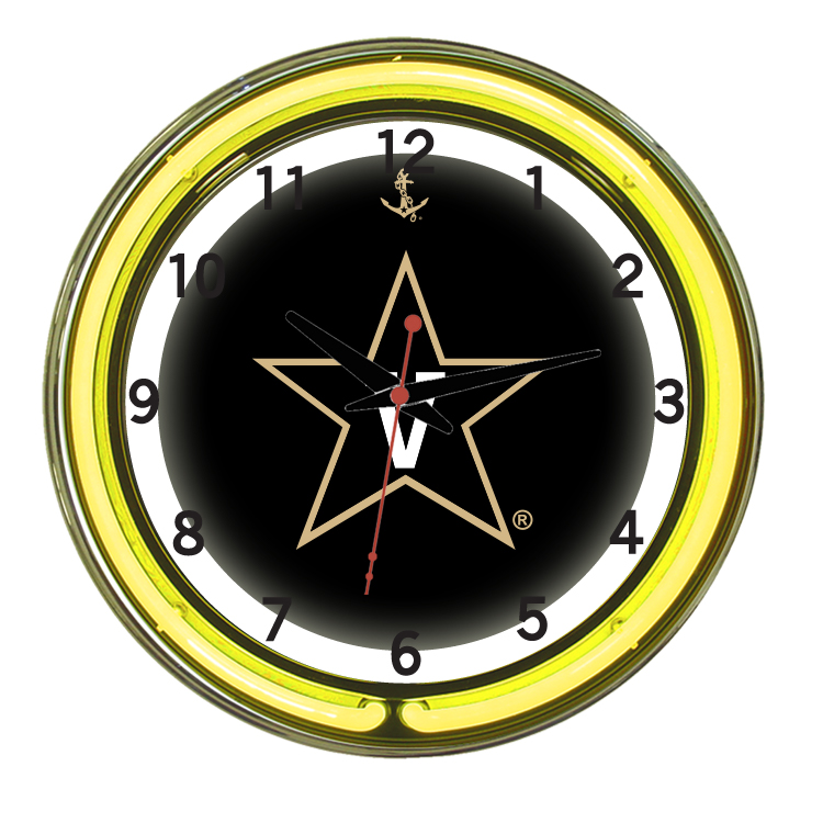 VANNWC100-18 Vanderbilt 18 in. Neon Wall Clock, Black & Yellow