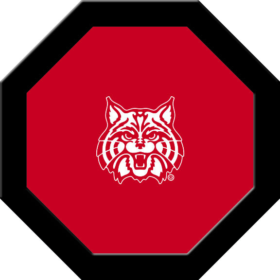 ARZGTF222R Arizona Round Game Table Cloth, Wildcat on Red