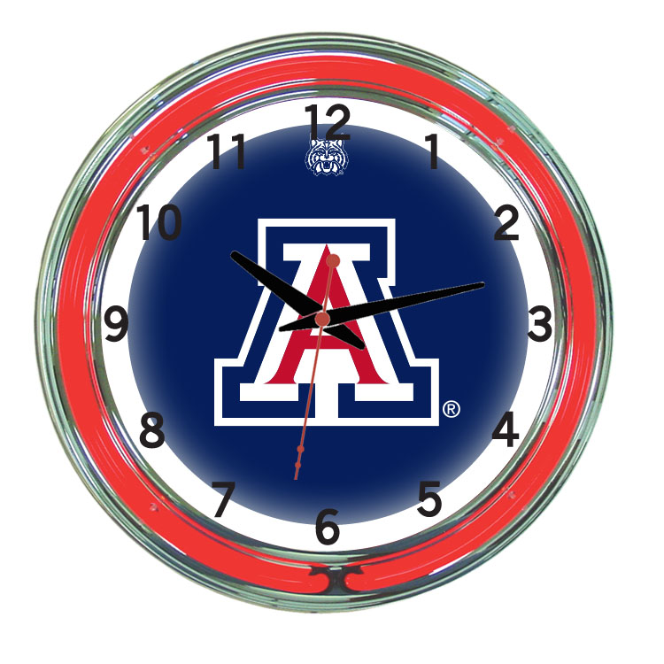 ARZNWC100-18 Arizona 18 in. Neon Wall Clock, Blue Face & Red Neon