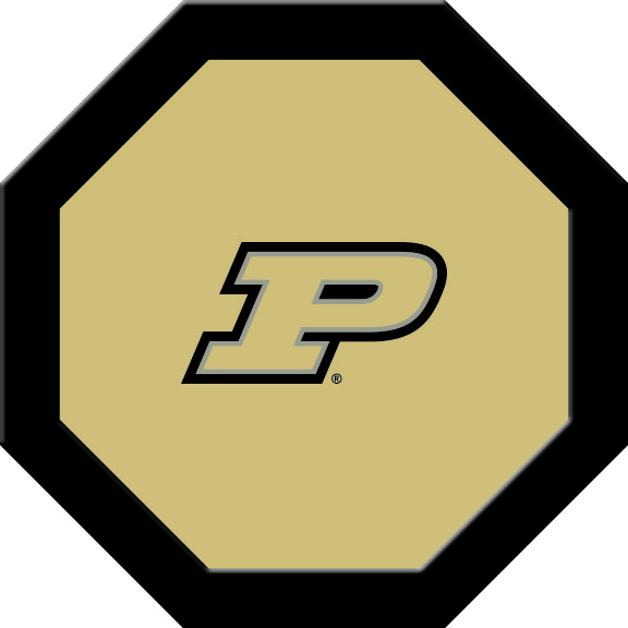 PURGTF111R Purdue Round Game Table Cloth, P On Athletic Gold