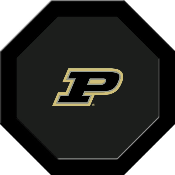 PURGTF144R Purdue Round Game Table Cloth, P On Black