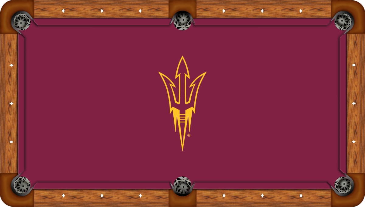 ASUBTF101-9R Arizona State 9 ft. Recreational Billiard Table Felt, Pitchfork on Maroon