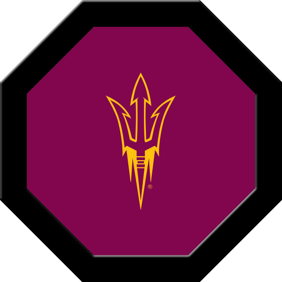 ASUGTF101R Arizona State Round Game Table Cloth with Pitchfork Logo, Maroon