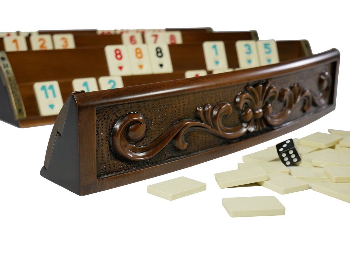 Picture of WorldWise Imports 21006 Engraved Curved Rack Rummy Game Set