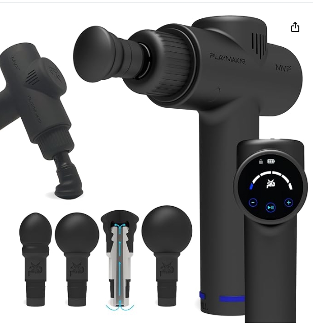 Picture of PlayMakar MVP-2000 PlayMakar MVP+ Professional Grade Deep Muscle Percussion Massager with Body Adapting Silica Rubber Massage Heads