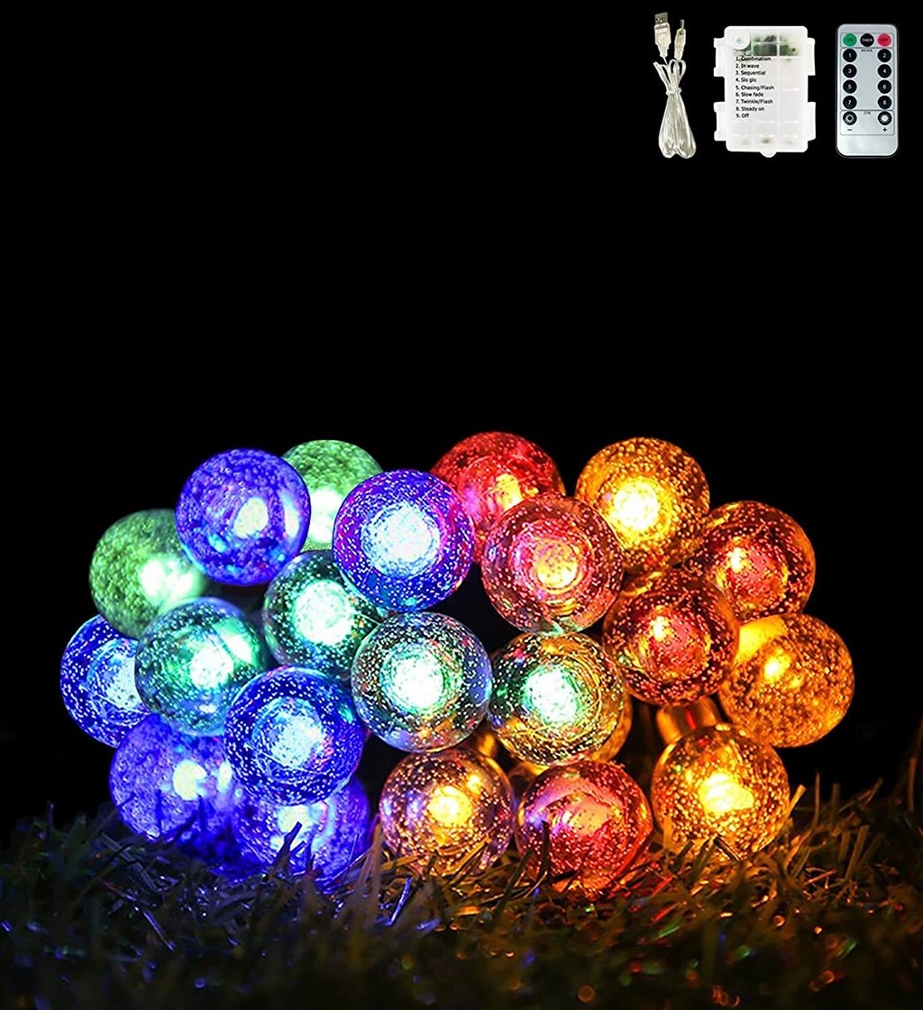 Picture of wowmtn P6VJ_1 WOWMTN 40Ft Multicolor String Globe Christmas Light Outdoor LED with Remote Control Battery Opera