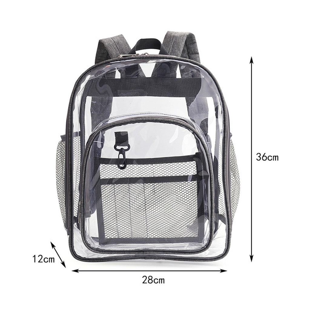 Clear Backpack (Clear/Black) Heavy Duty PVC Transparent Backpack with Reinforced Strap for College