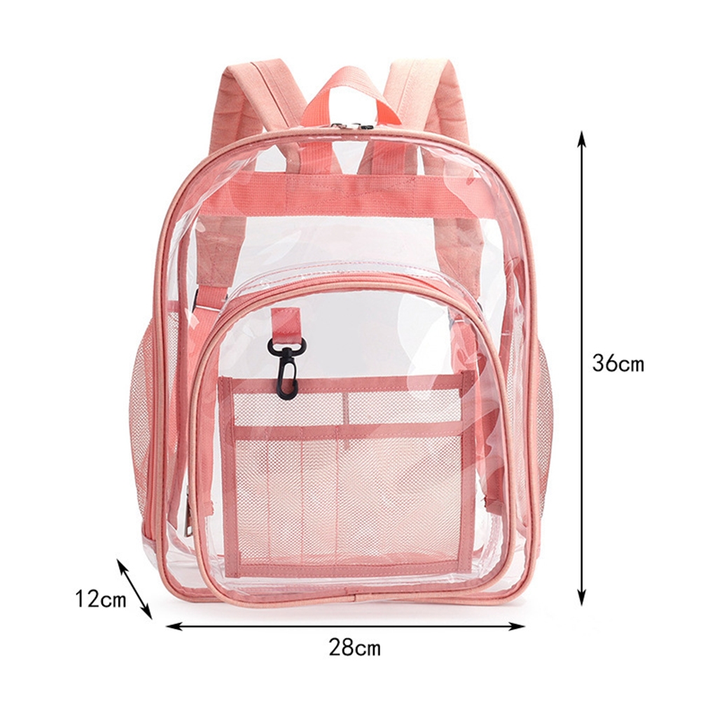 Clear Backpack (Clear/Black) Heavy Duty PVC Transparent Backpack with Reinforced Strap for College