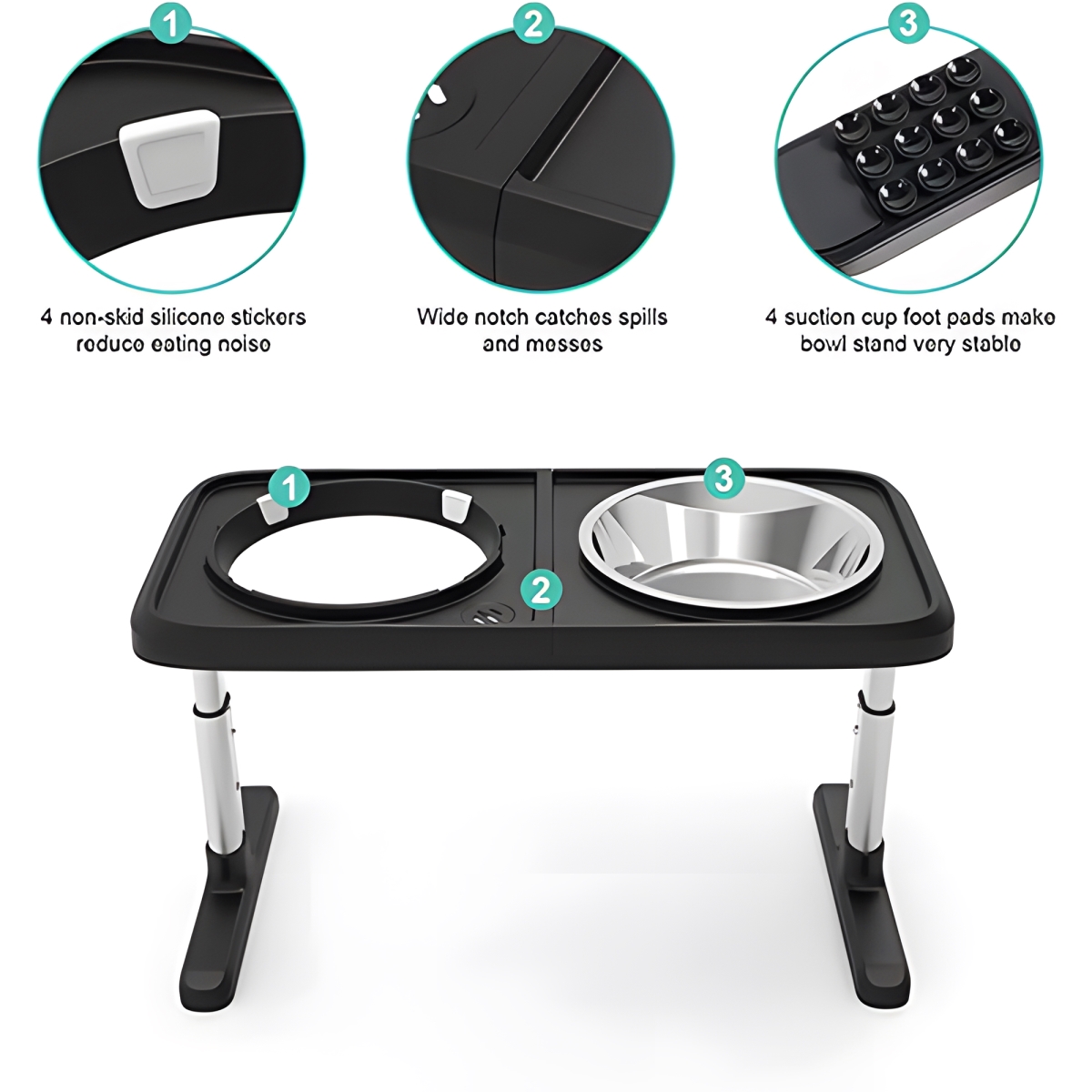 Picture of WOWMTN 93AZ WOWMTN Adjustable Height Raised Pet Stand Feeder with 2 Stainless Steel Bowls