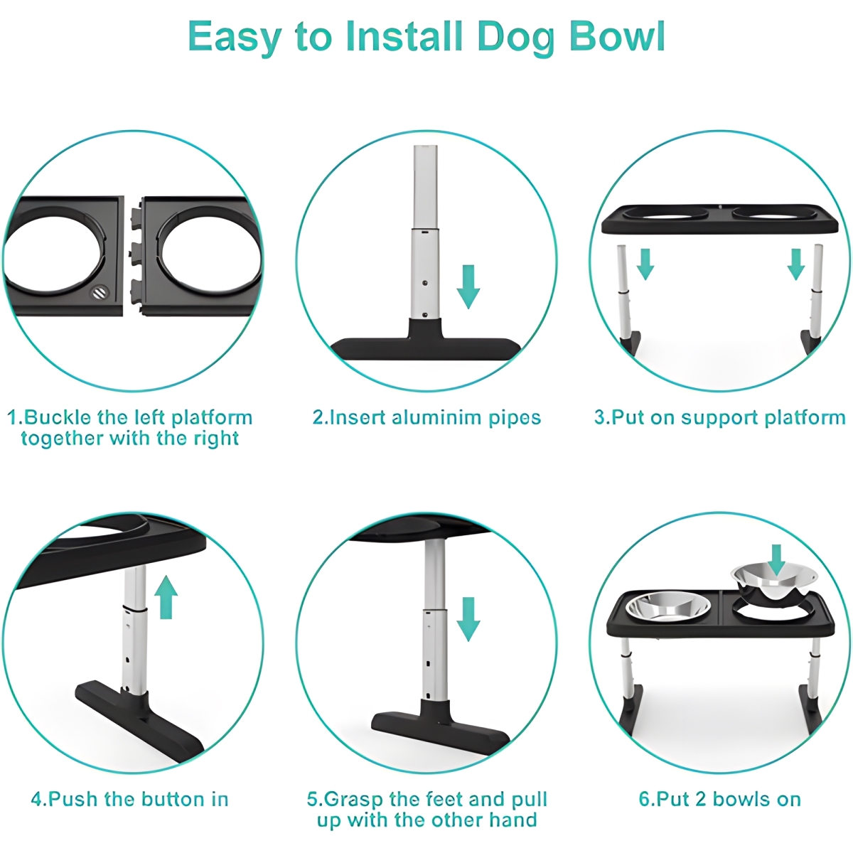 Picture of WOWMTN 93AZ WOWMTN Adjustable Height Raised Pet Stand Feeder with 2 Stainless Steel Bowls