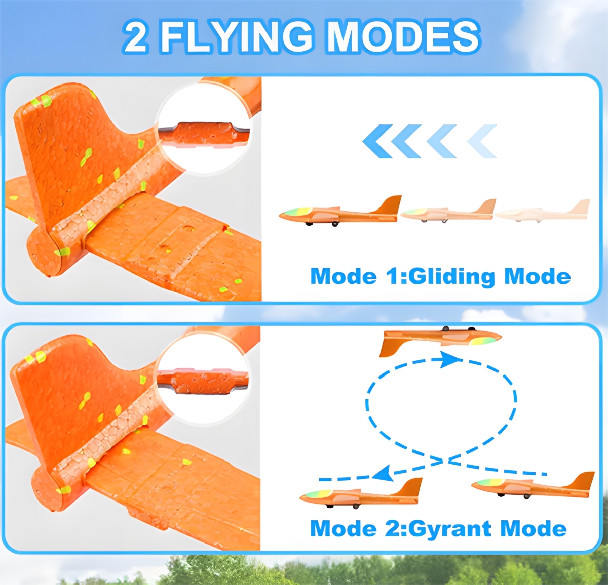 Picture of WOWMTN SSJT-2 2packs Airplane Launcher Toy 12.6&apos; Foam Glider Led Plane&#44; 2 Flight Mode&#44; 3 planes Flying Toys