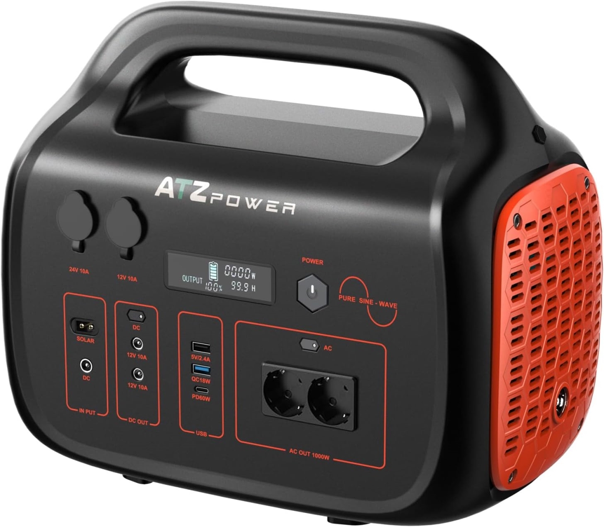 Picture of ATZ SK9V ATZ Portable Power Station 1075WH/1000W LiFePo4 Battery with PD60W USB Camping