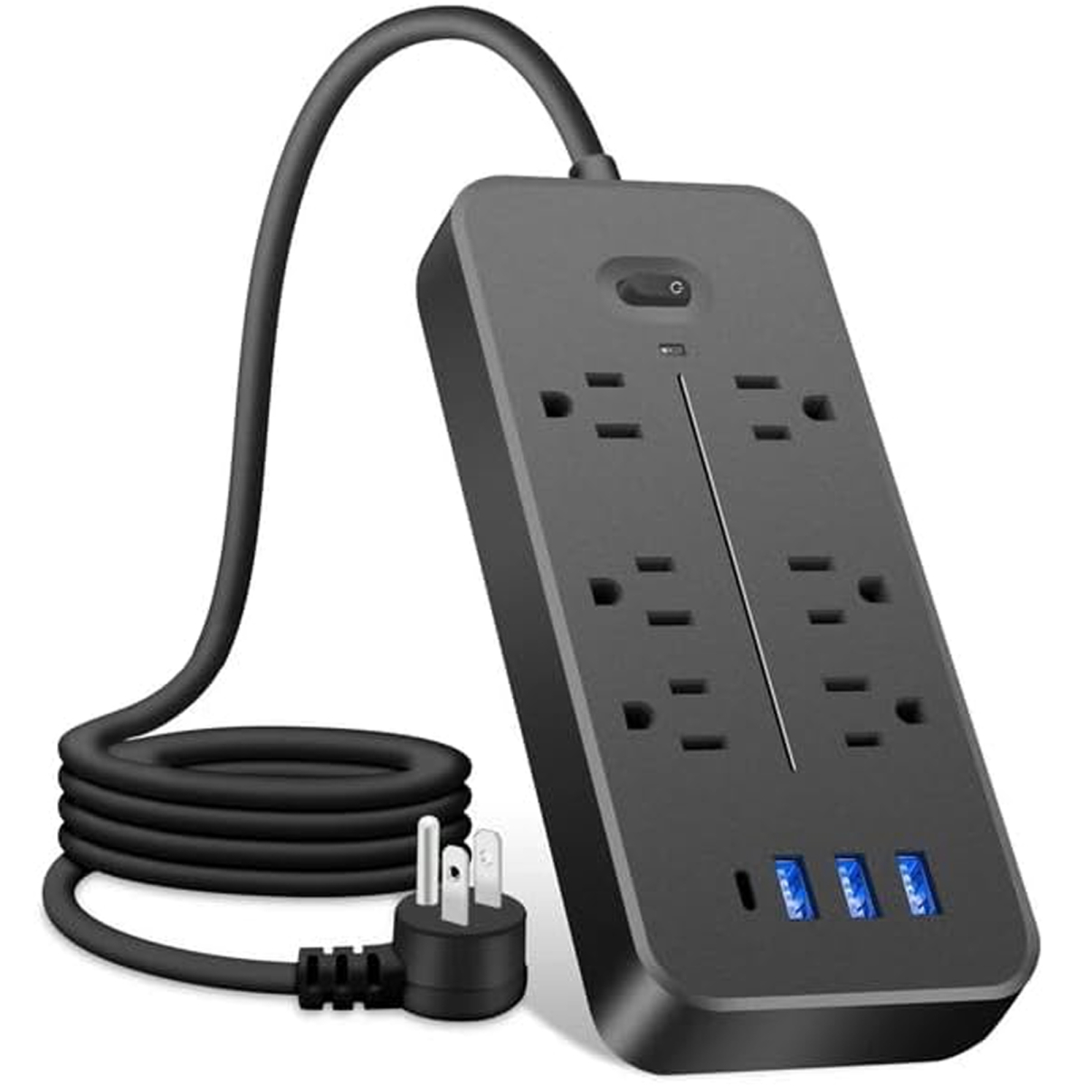 Picture of WOWMTN YCD9-BB WOWMTN Power Strip Surge Protector Plug with 6 AC Outlets + 4 USB Home Use  (Black x 2)