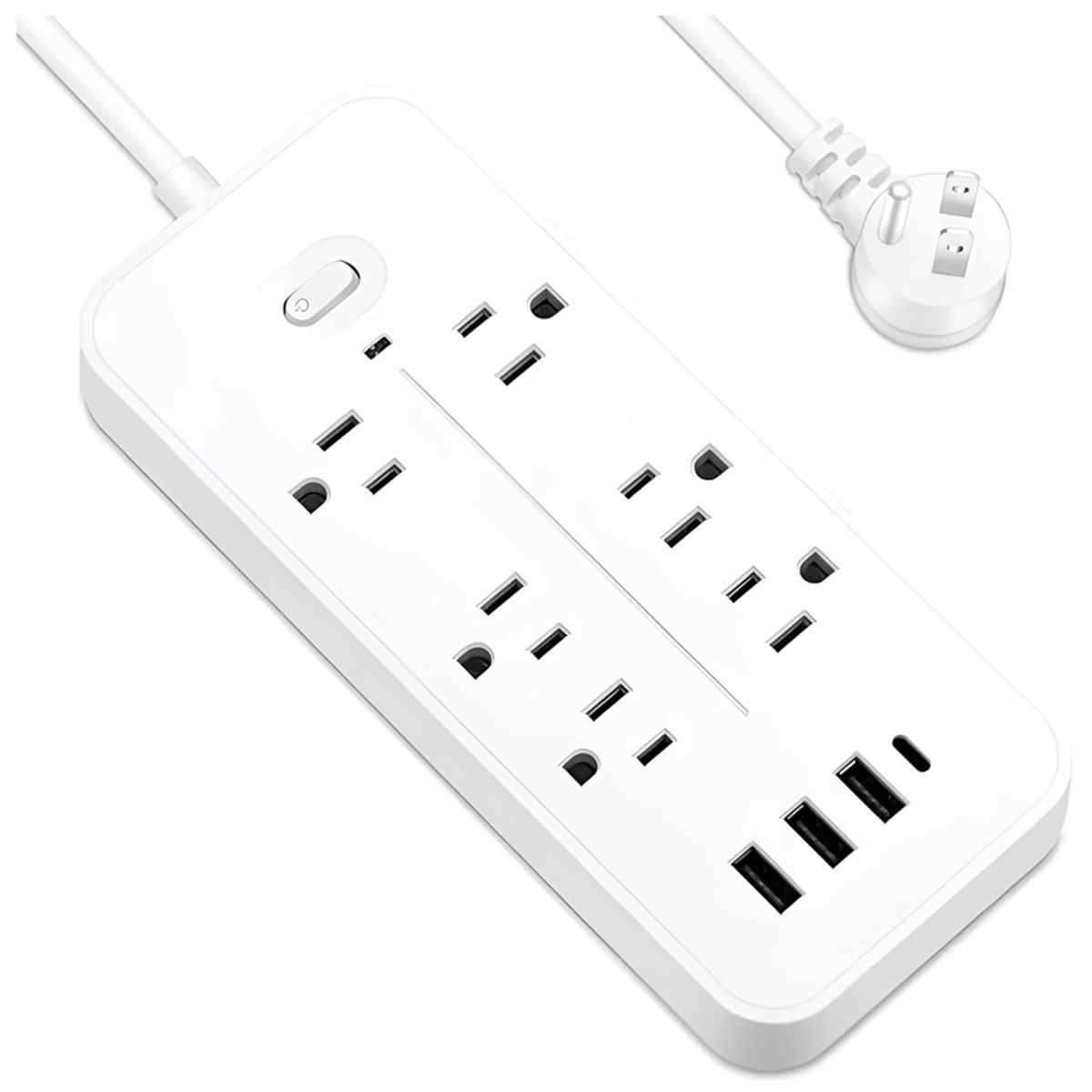 Picture of WOWMTN YCD9-WW WOWMTN Power Strip Surge Protector Plug with 6 AC Outlets + 4 USB Home Use  (White x 2)