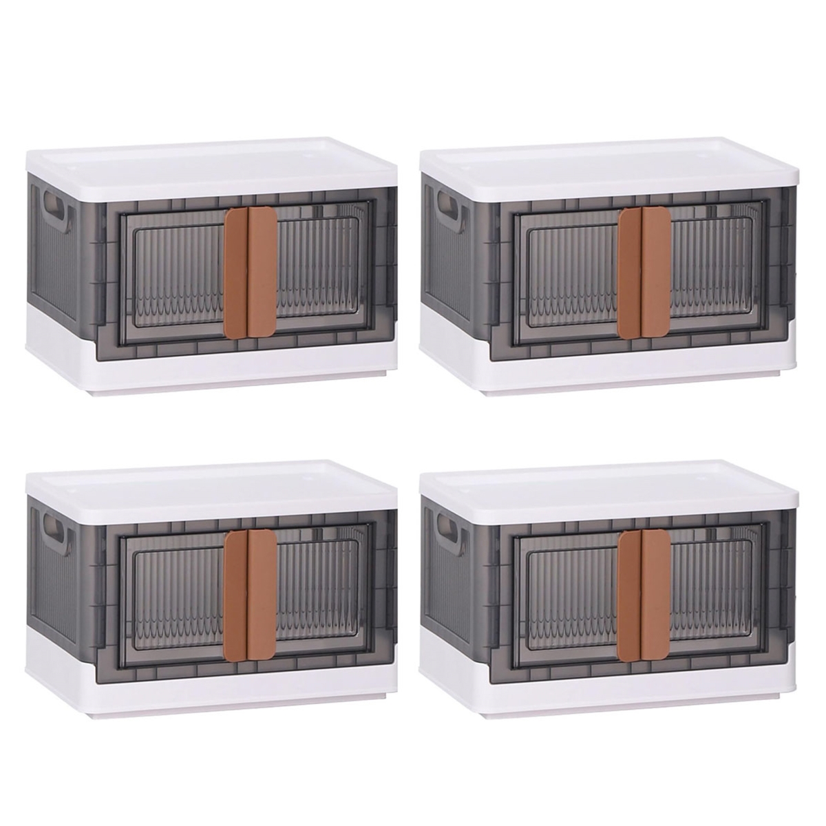 8.45Gal Plastic Folding Storage Cabinet Collapsible Wardrobe Closet Organizer(4 Packs)