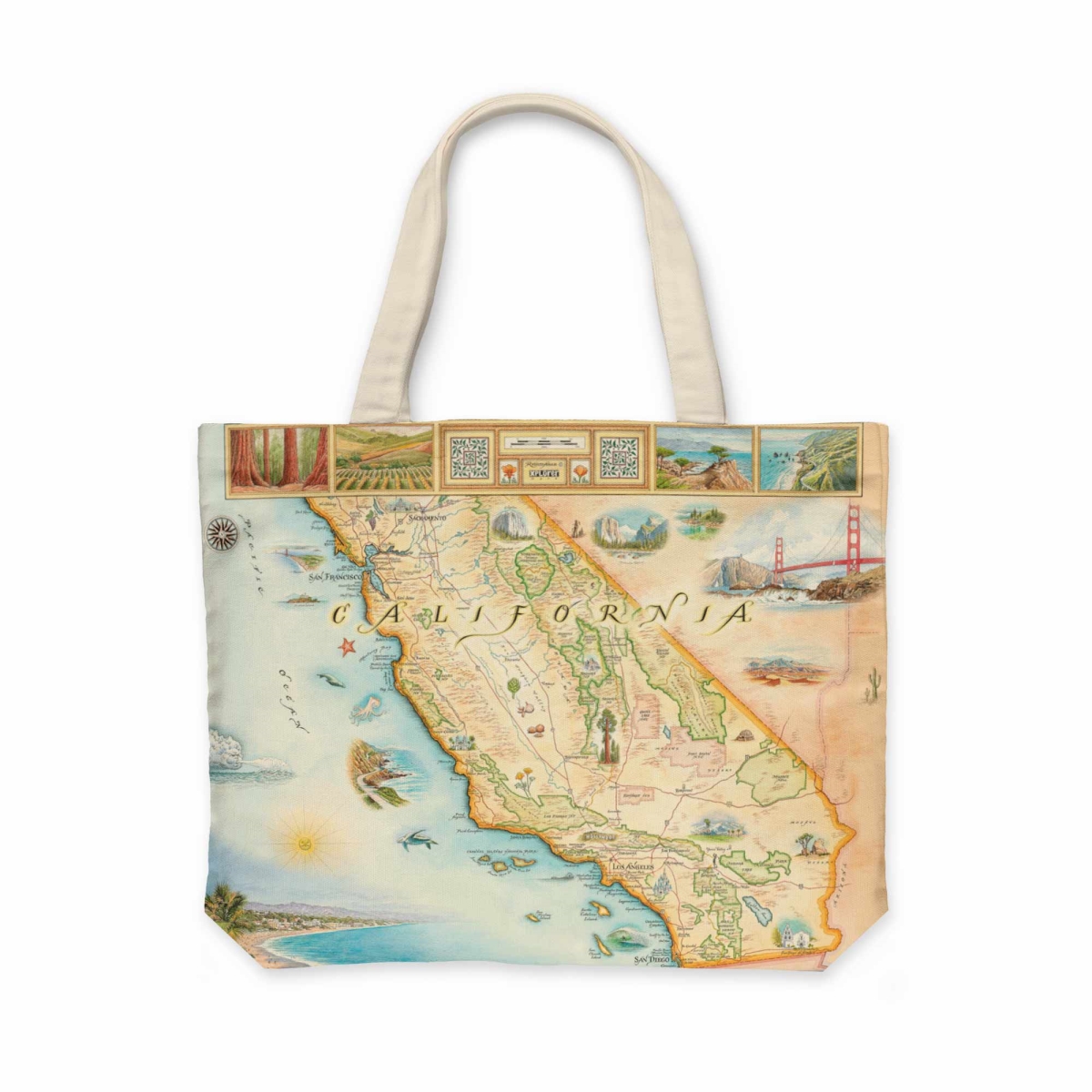 CTOTE_CA_N California State Map Canvas Tote Bag