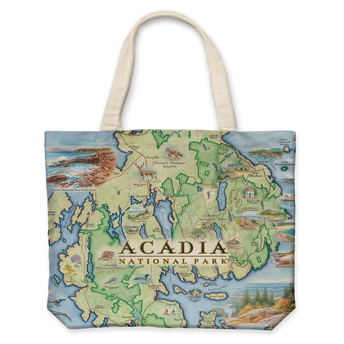 CTOTE_ACNP Acadia National Park Map Canvas Tote Bag