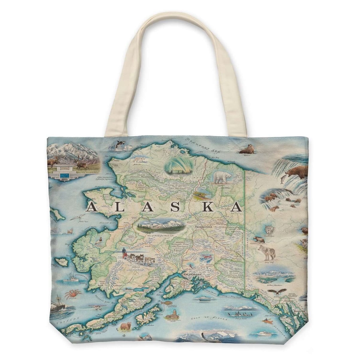 CTOTE_AK Alaska State Map Canvas Tote Bag