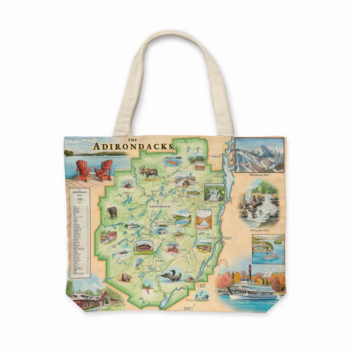 CTOTE_ADKS Adirondacks Map Canvas Tote Bag