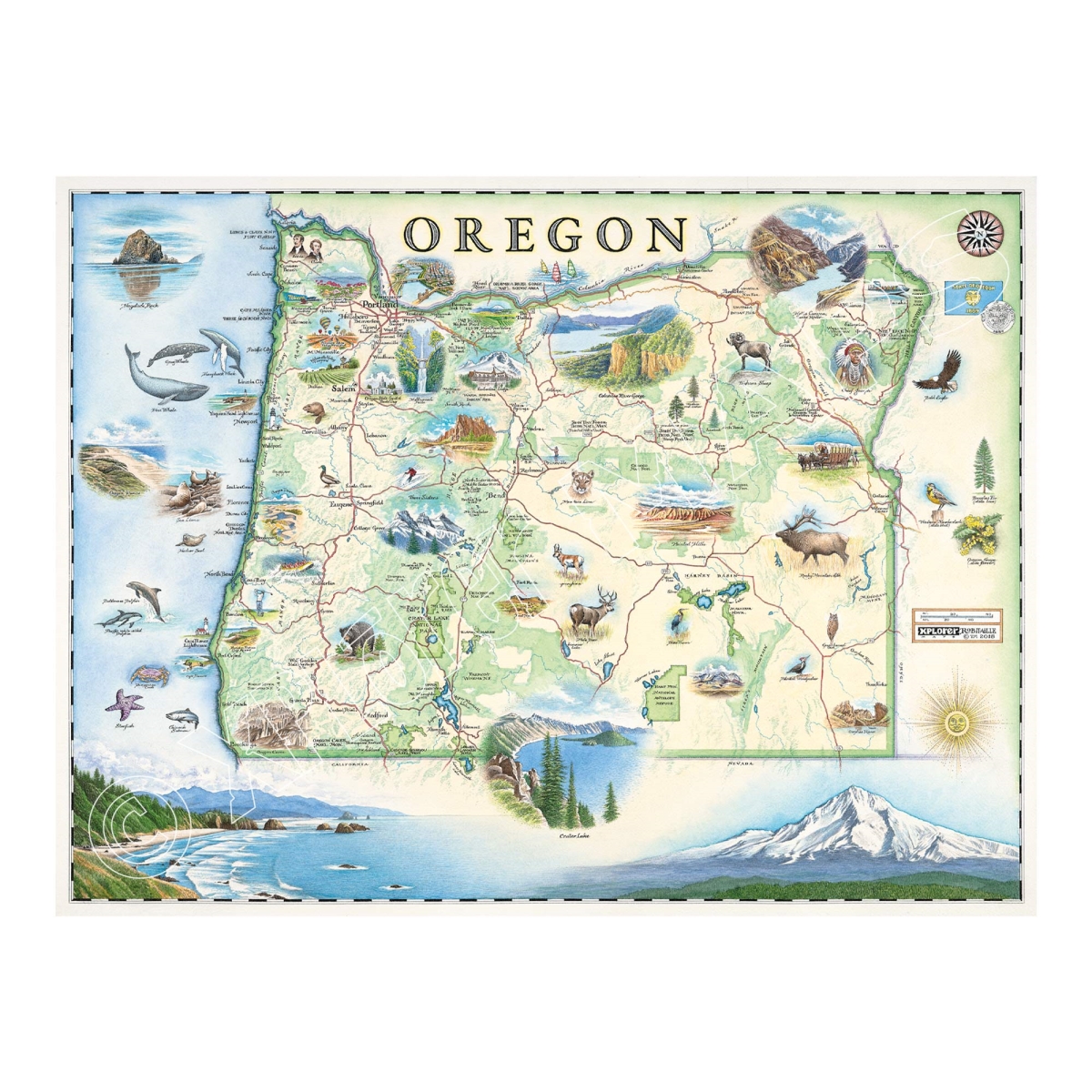 MAP_OR Oregon State Hand-Drawn Map