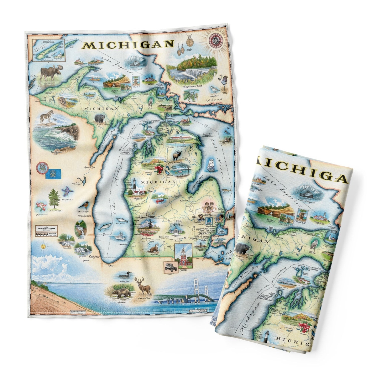 Picture of Xplorer Maps DT_MI Michigan State Map Kitchen Towel