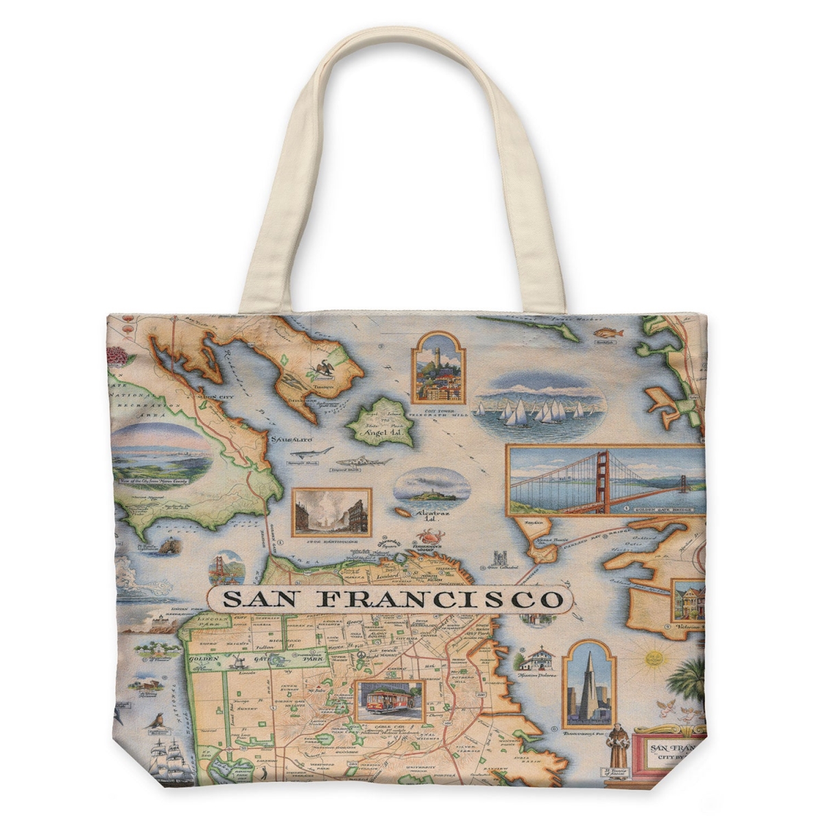 CTOTE_SFB San Francisco Bay Map Canvas Tote Bag