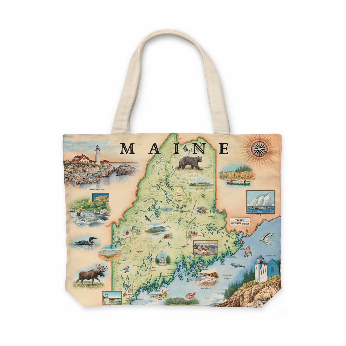 CTOTE_ME Maine State Map Canvas Tote Bag