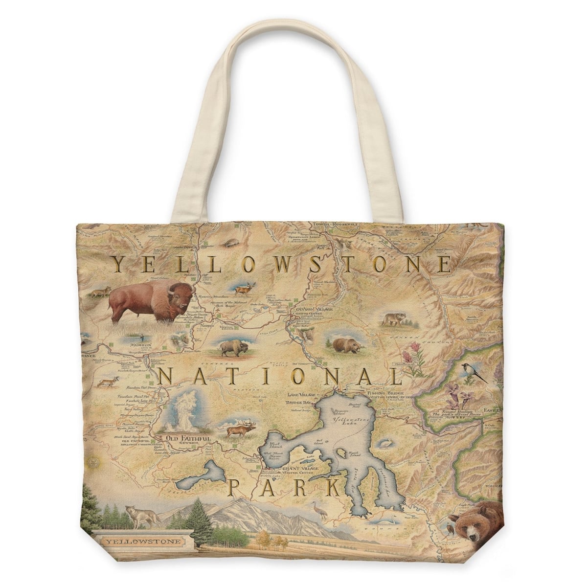 CTOTE_YWS Yellowstone Map Canvas Tote Bag