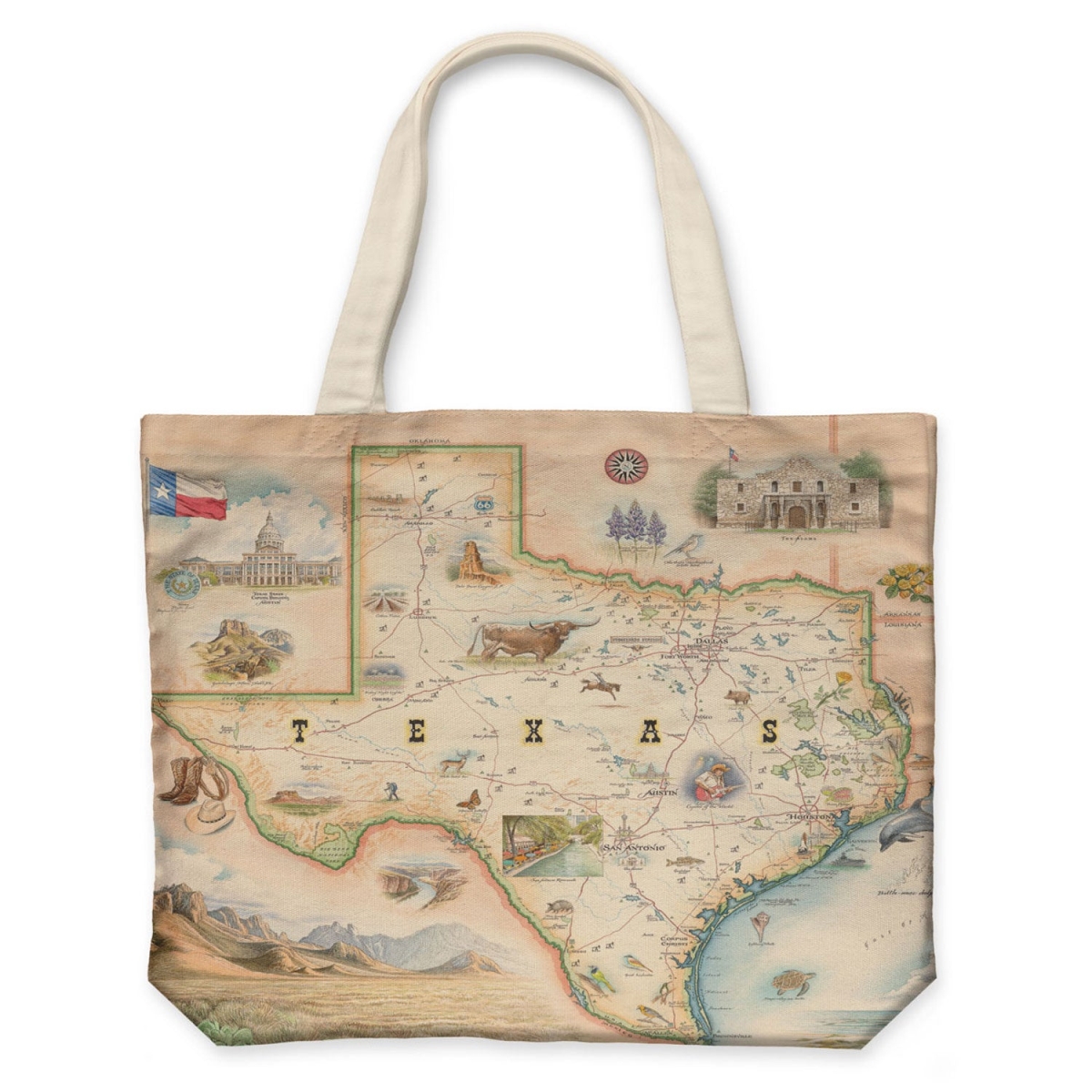 CTOTE_TX Texas Map Canvas Tote Bag