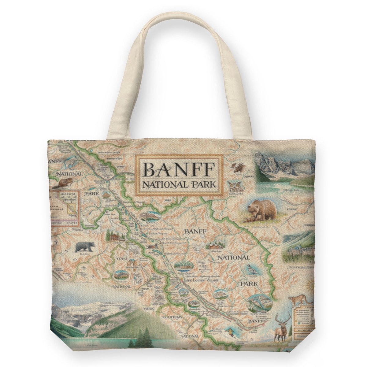 CTOTE_BNF Banff National Park Map Canvas Tote Bag
