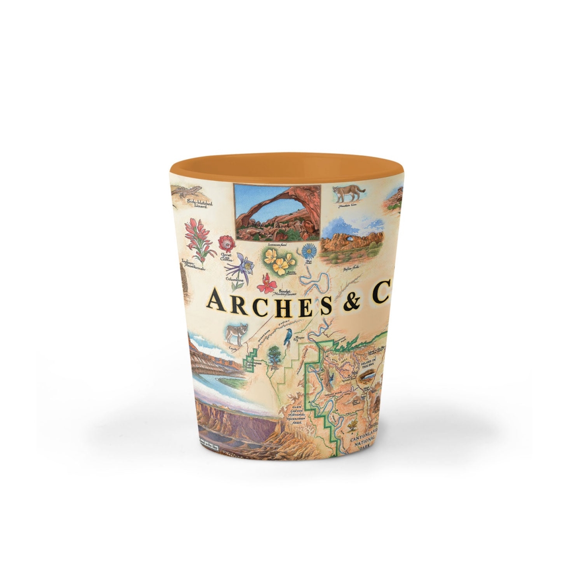 Picture of Xplorer Maps SG_ARCAN Arches & Canyonlands National Parks Map Ceramic Shot Glass