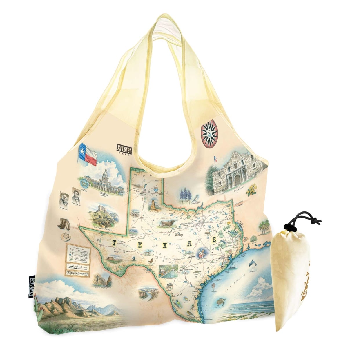 PTOTE_TX Texas Map Pouch Tote Bag