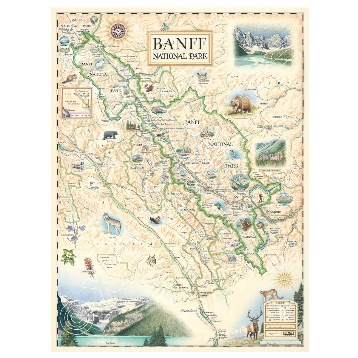 MAP_BNF Banff National Park Hand-Drawn Map