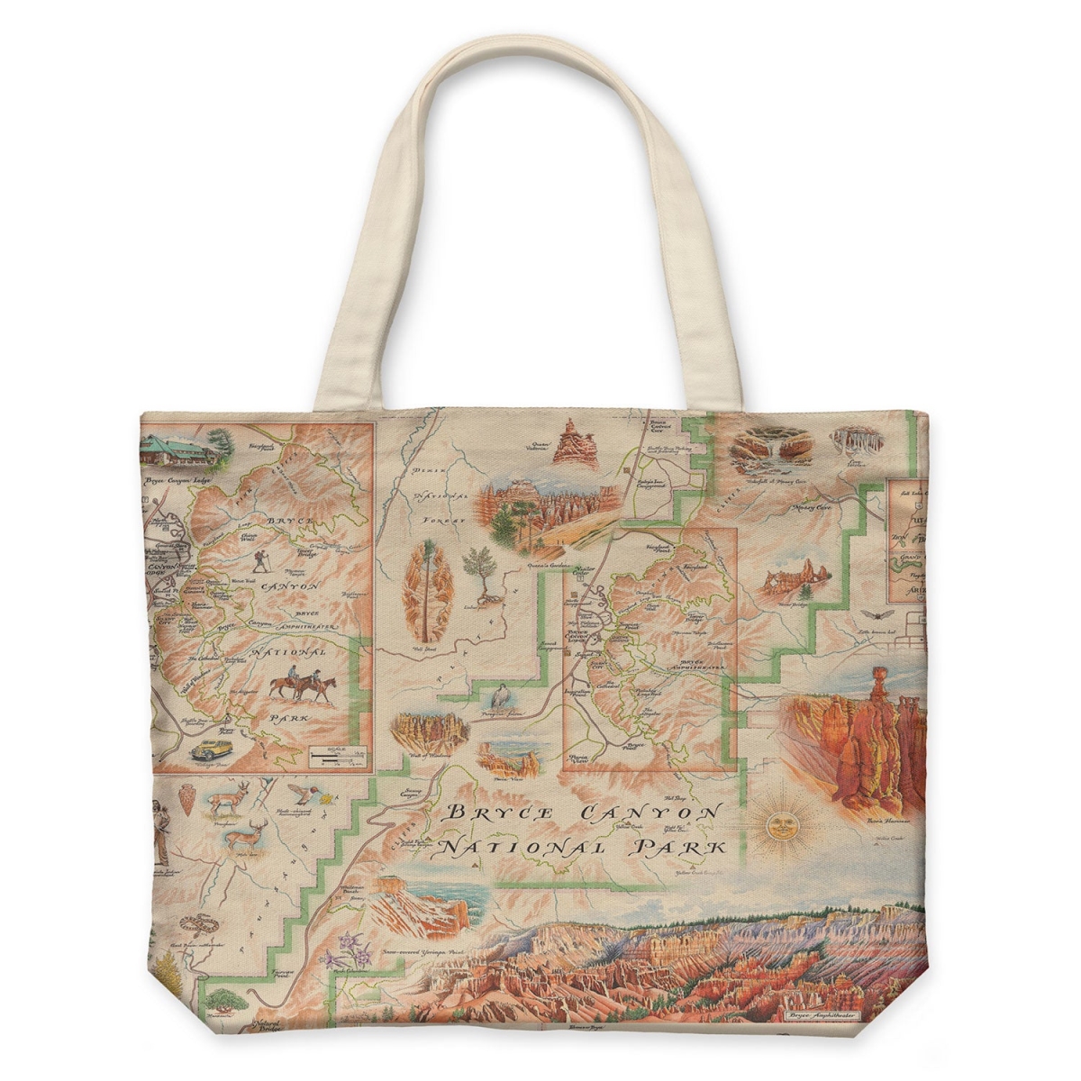CTOTE_BCNP Bryce Canyon National Park Map Canvas Tote Bag